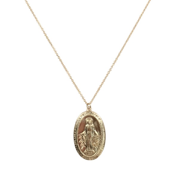 Gold Filled Saint Mary Medallion Pendant Necklace